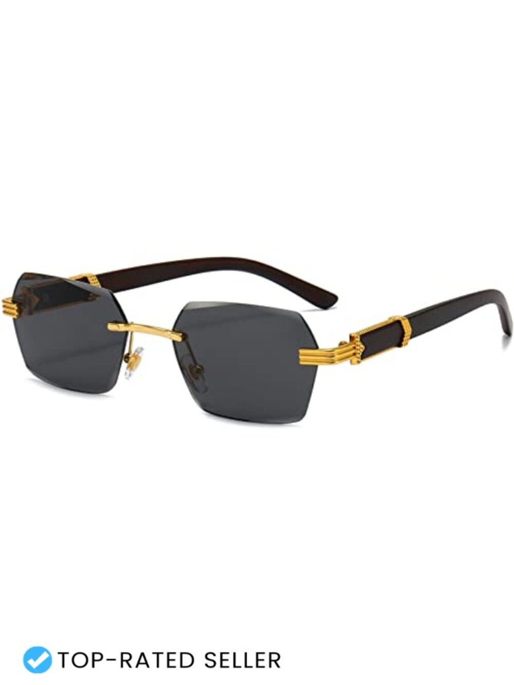 Retro Rimless Rectangle Sunglasses Frameless Unisex Vintage Shield Shades